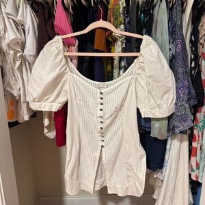 Anthropologie Cream Puff Sleeve Blouse